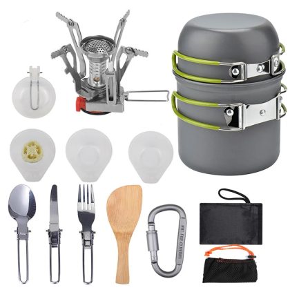 Camping Combination Kettle Set – Portable Camping Cookware Mess Kit