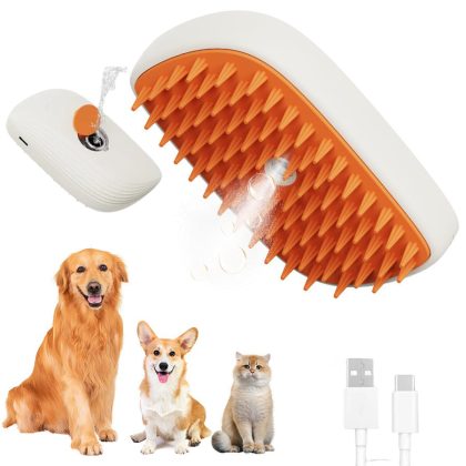 USB Rechargeable Pet Grooming Massage Comb with Steam Brush & Spray